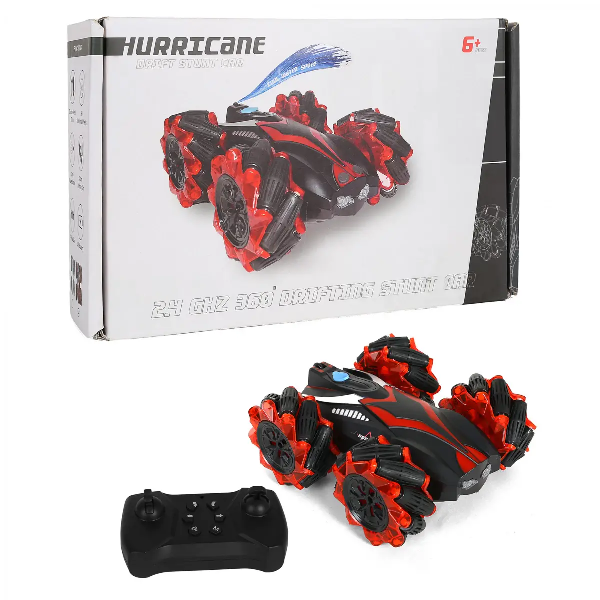 Electrobotic Stunt RC Car With Drifting Wheels And Cool Water Smoke With 2.4 Ghz Remote Control, 3.7 V Rechargeable Battery, 4Y+