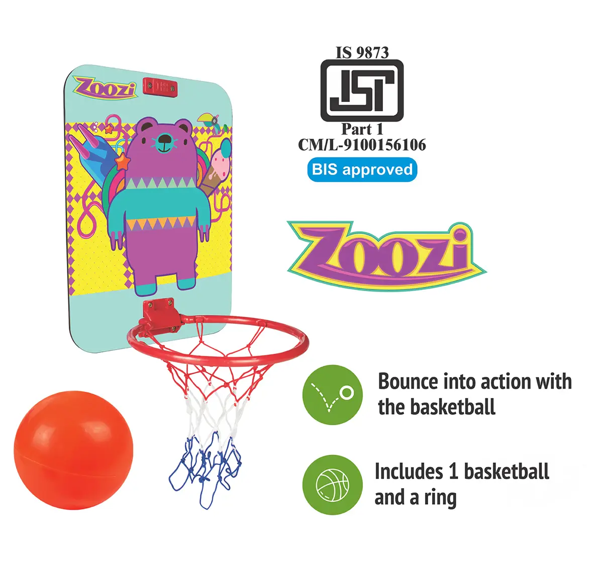 Zoozi Mount and Play Basketball set for kids Multicolor 3Y+