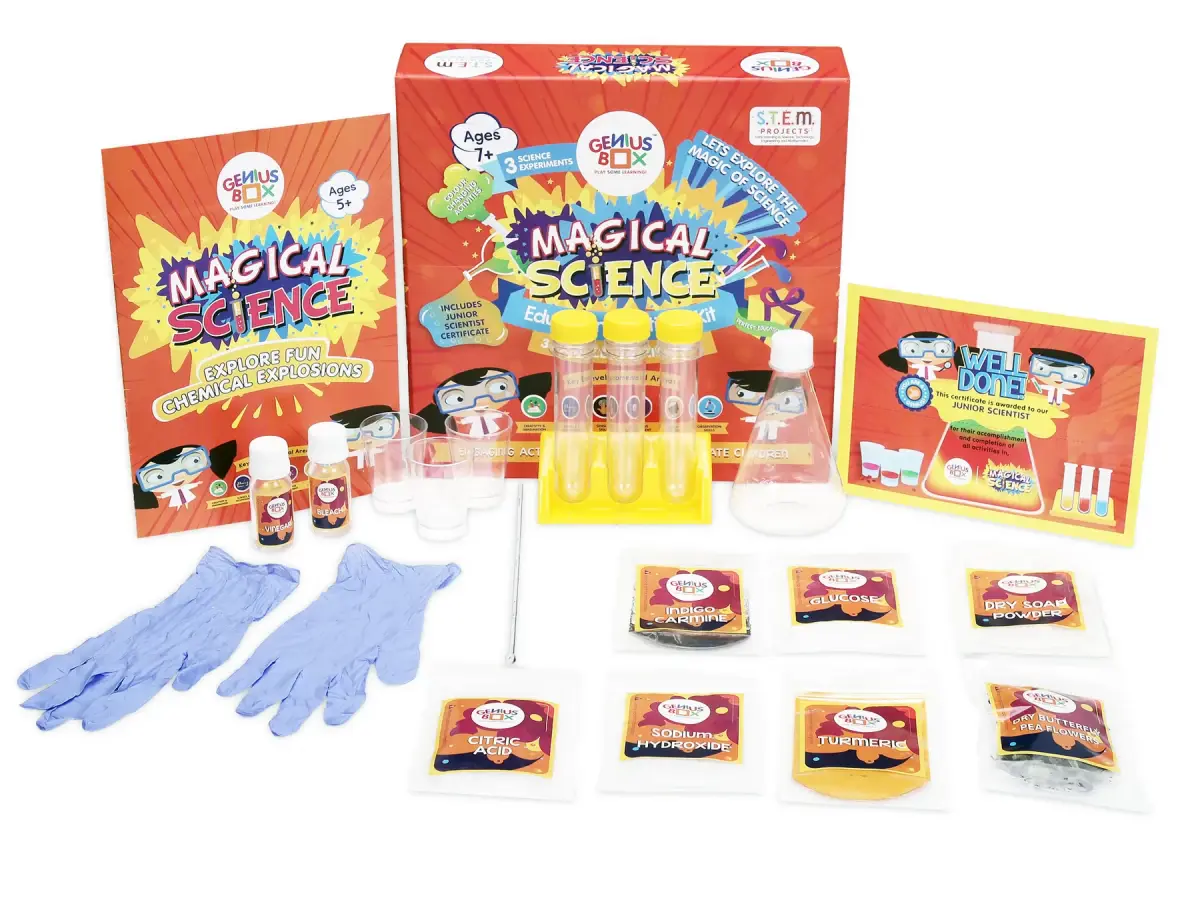 Genius Box - Play Some Learning 3 In 1 Activity S.T.E.M Learning Kit For Children Age 7 Years And Up: Magical Science