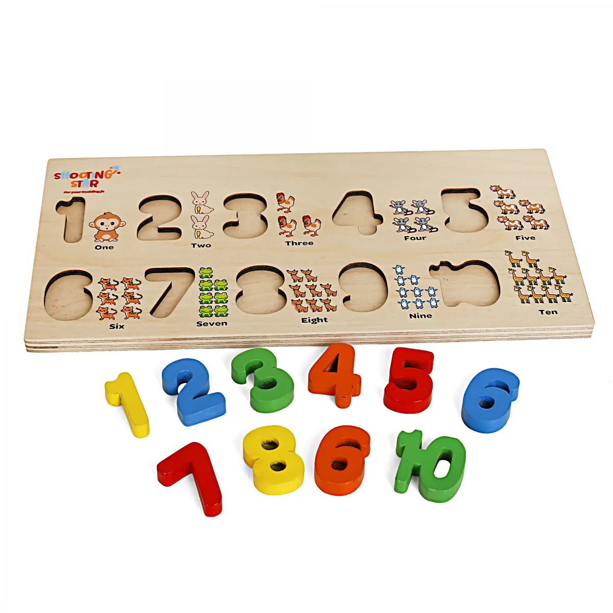 Shooting Star Wooden Alphabets & Numbers Puzzles for kids, 38PCs, Multicolour, 3Y+