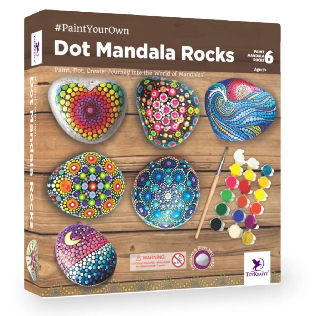 Toykraftt Stone Rock Painted Dot Mandalas Painting Kit Multicolour, 7Y+