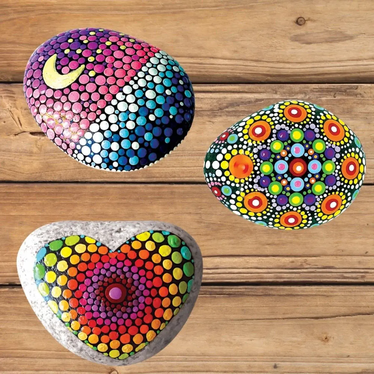 Toykraftt Stone Rock Painted Dot Mandalas Painting Kit Multicolour, 7Y+