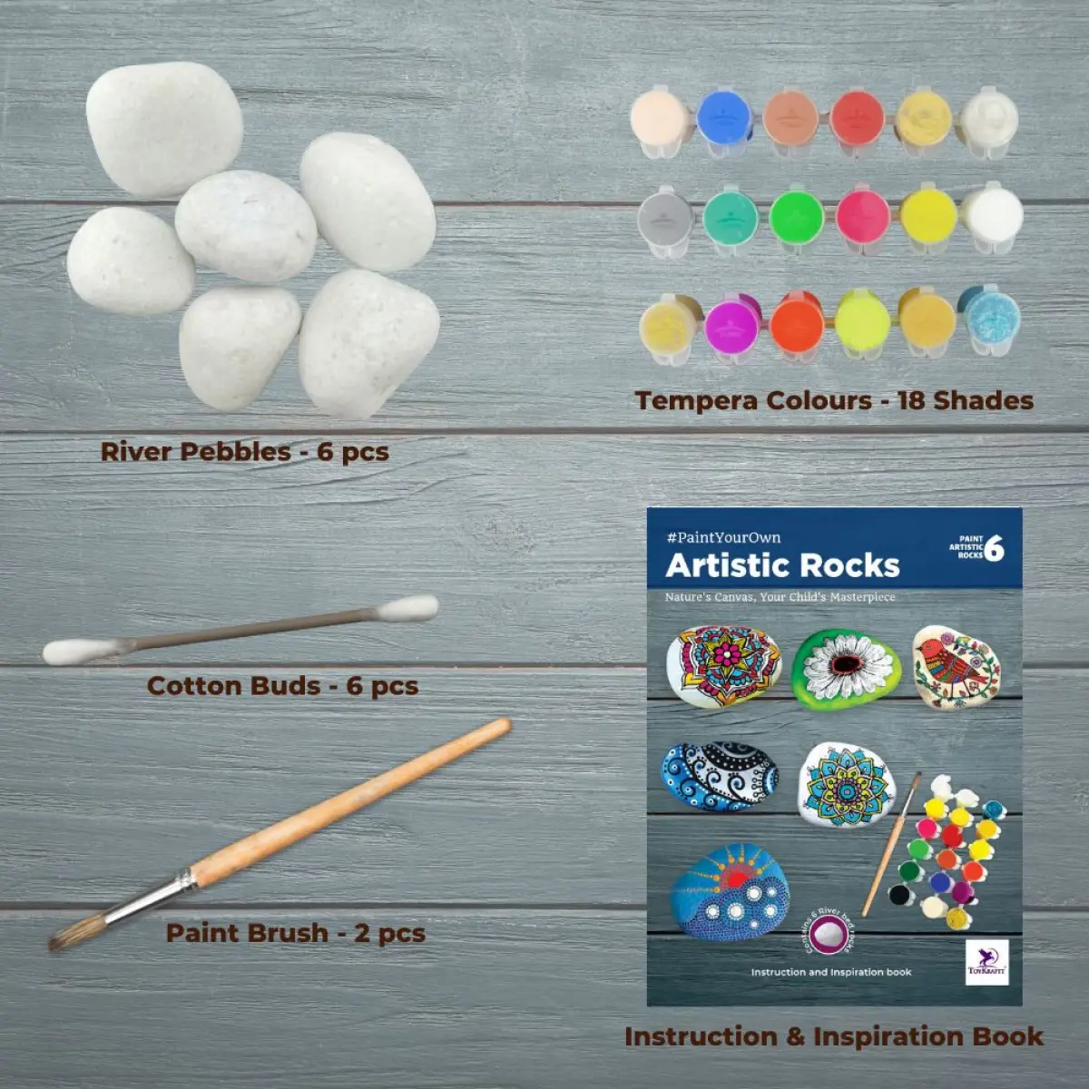 Toykraftt Rock Stone Painting Kit Artistic Rock Painting Multicolour, 7Y+