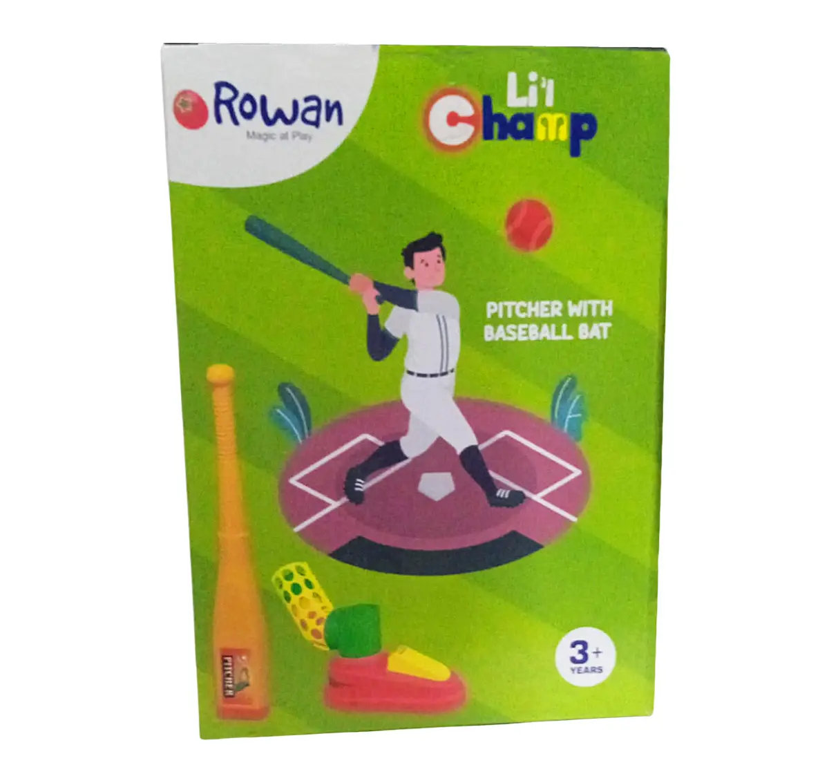 Rowan Automatic Piture with Baseball & Bat, 3Y+