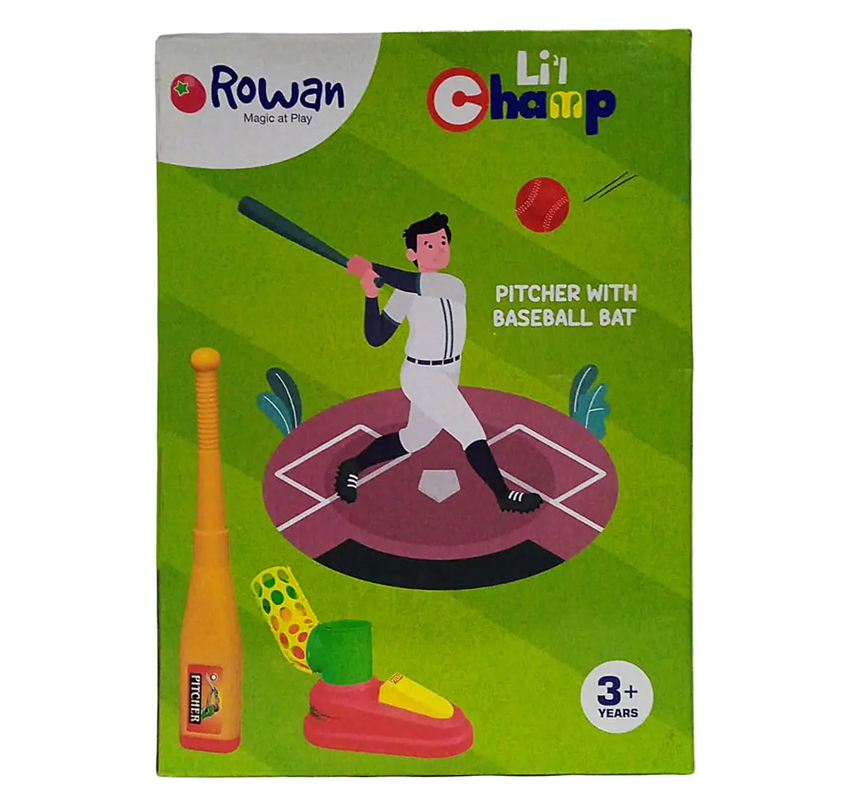 Rowan Automatic Piture with Baseball & Bat, 3Y+