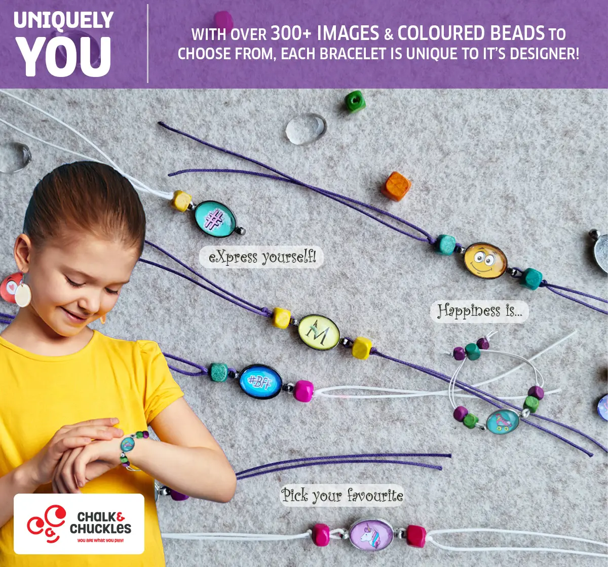 Chalk and Chuckles Design Your Own Bracelets Jewellery Making Kit, 7Y, Multicolour