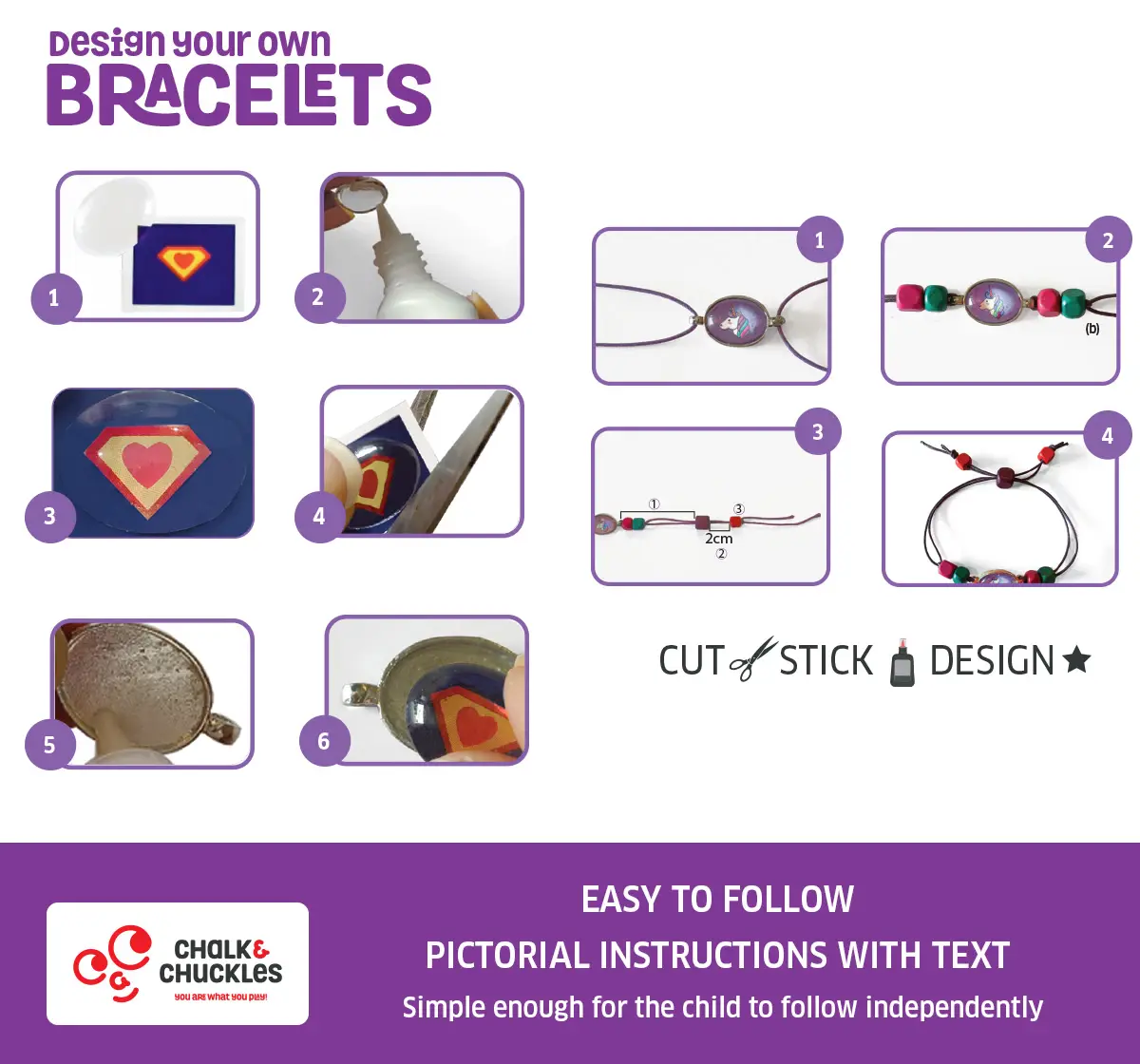 Chalk and Chuckles Design Your Own Bracelets Jewellery Making Kit, 7Y, Multicolour