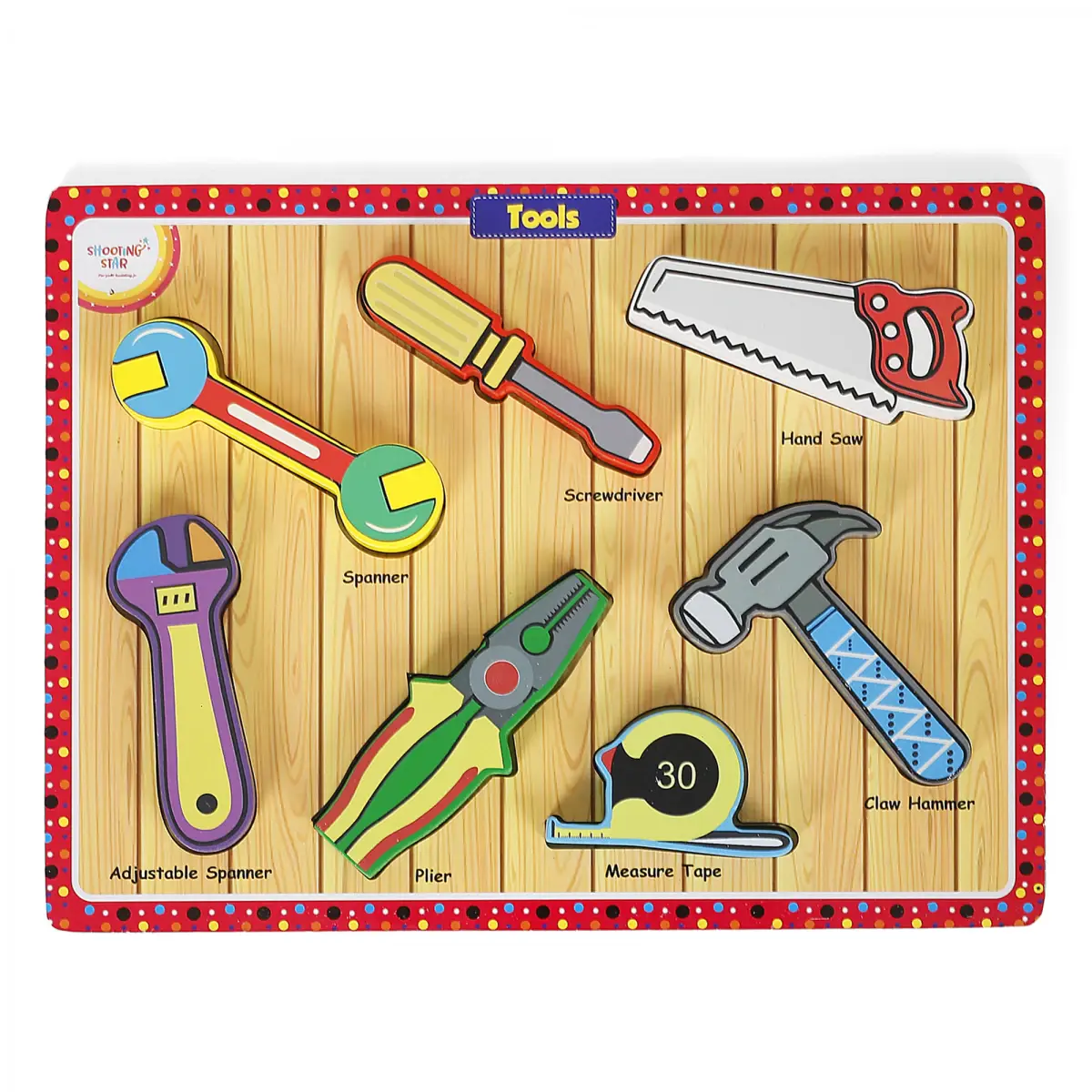 Shooting Star Wooden Chunky Tools Puzzles, 18M+, 7 PCs, Multicolour