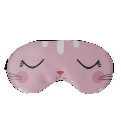 Luvley Pink Kitty Printed Eye Mask Comfortable And Durable Eye Cover Multicolour 3Y+