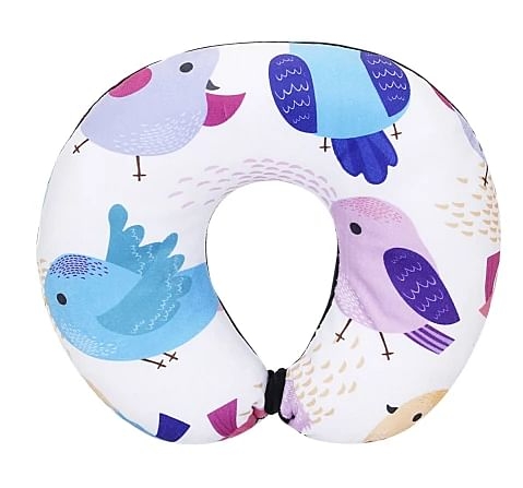 Luvley Cute Birds Printed Neck Pillow for kids 3Y+, Multicolour