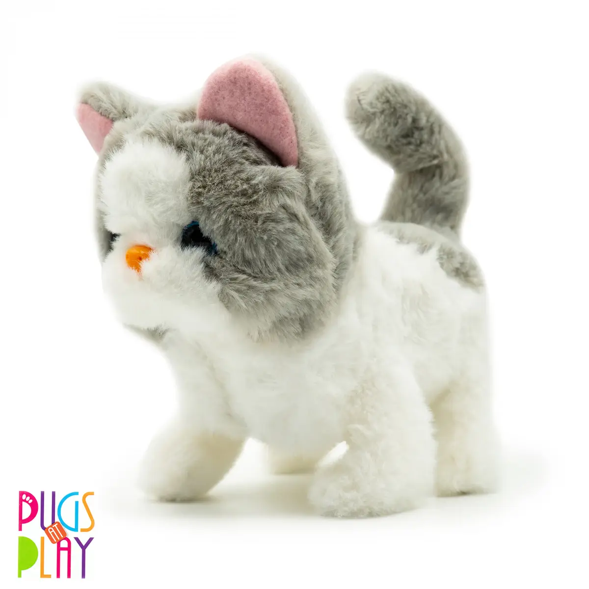 Hamleys Huggable Cuddly Sasha Walking Cat Stuffed Toy, Soft Toys For Kids, Cute Plushies Purple, Multicolour, 3Y+