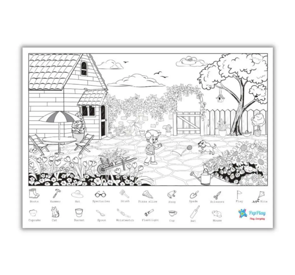 Pepplay Doodle Placemats Set Find & Color Series, 8 Cm, Multicolor, 3Y+