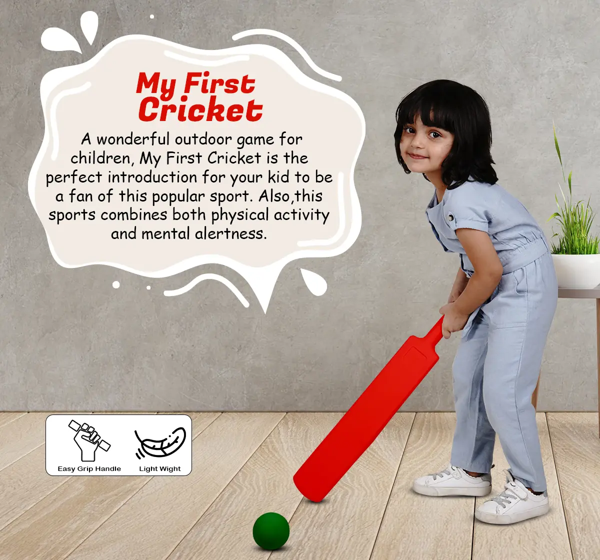 Ok Play My First cricket My First Cricket Set with Stump for Kids Plastic Red 5Y+