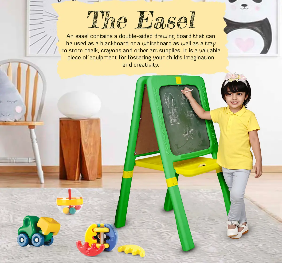 Ok Play The Easel Board Easel for Kids Drawing Writing Multicolor 3Y+