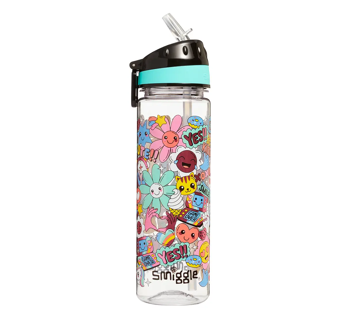 Smiggle Bright Side Drink Bottle 650ml for Kids 3Y+, Black