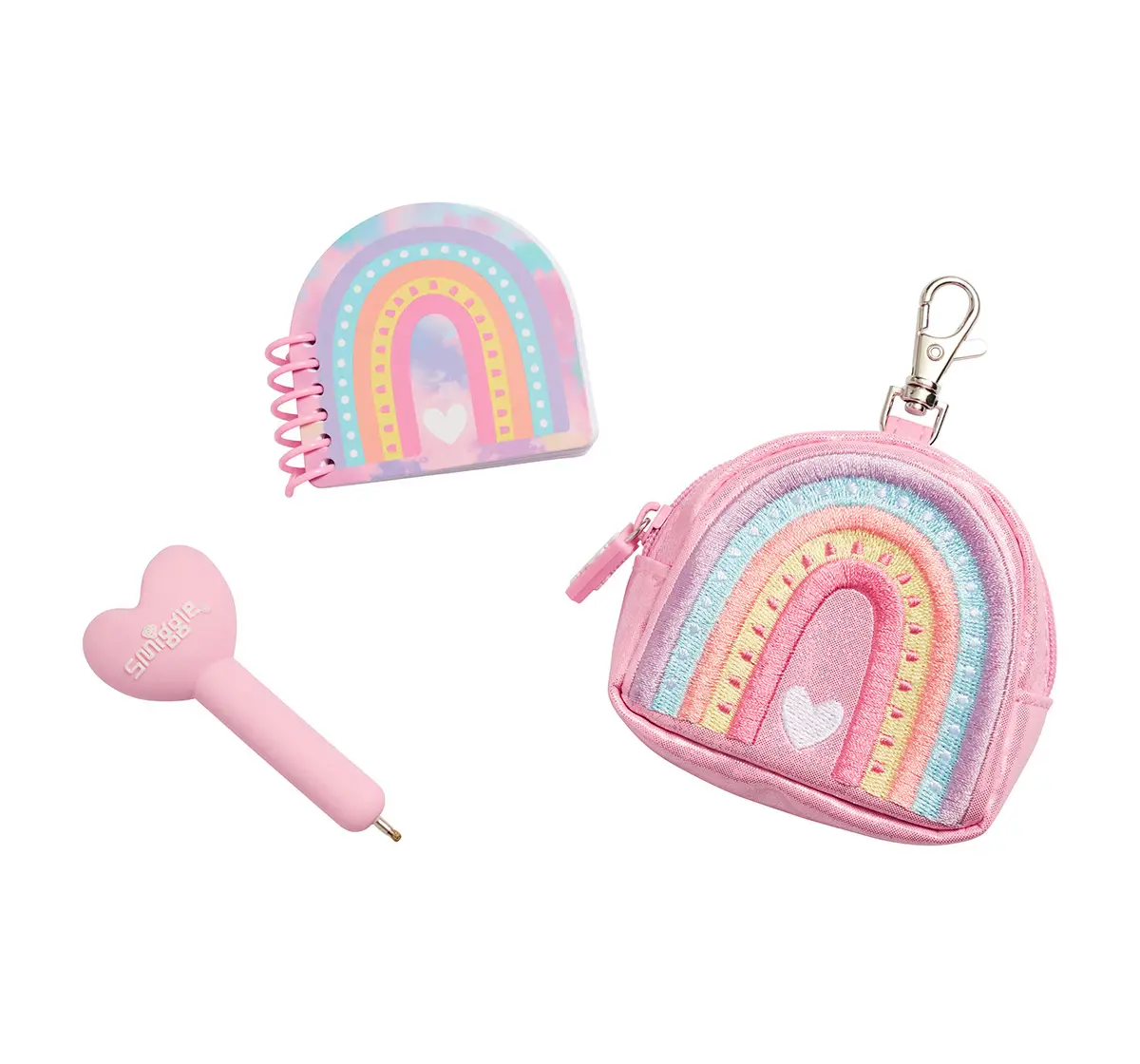 Smiggle Bright Side Mini Pen Pal Notepad Keyring Set for Kids 3Y+, Pink