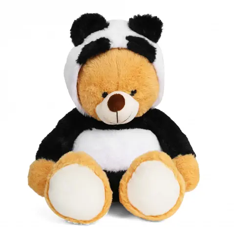 Fuzzbuzz Bear in Panda Hoodie, Soft Toys for Kids, 30cm, 18M+