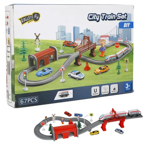 Ralleyz DIY City Train Set, 67 PCs, 3Y+