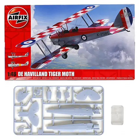 Airfix A04104 de Havilland D.H.82a Tiger Moth 1:48 Military Plastic Model Gift Set, Kids for 8Y+, Multicolour