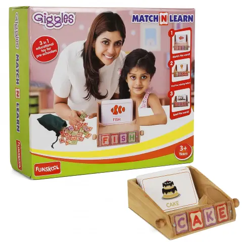 Giggles Match n Learn Wooden Educational Toy for Preschoolers,  3Y+