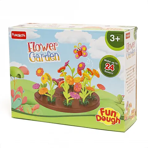 Funskool Fun Dough Flower Garden with 1 tub of 75g & 4 tubs of 50g each & Accessories, 24PCs, 3Y+, Multicolour