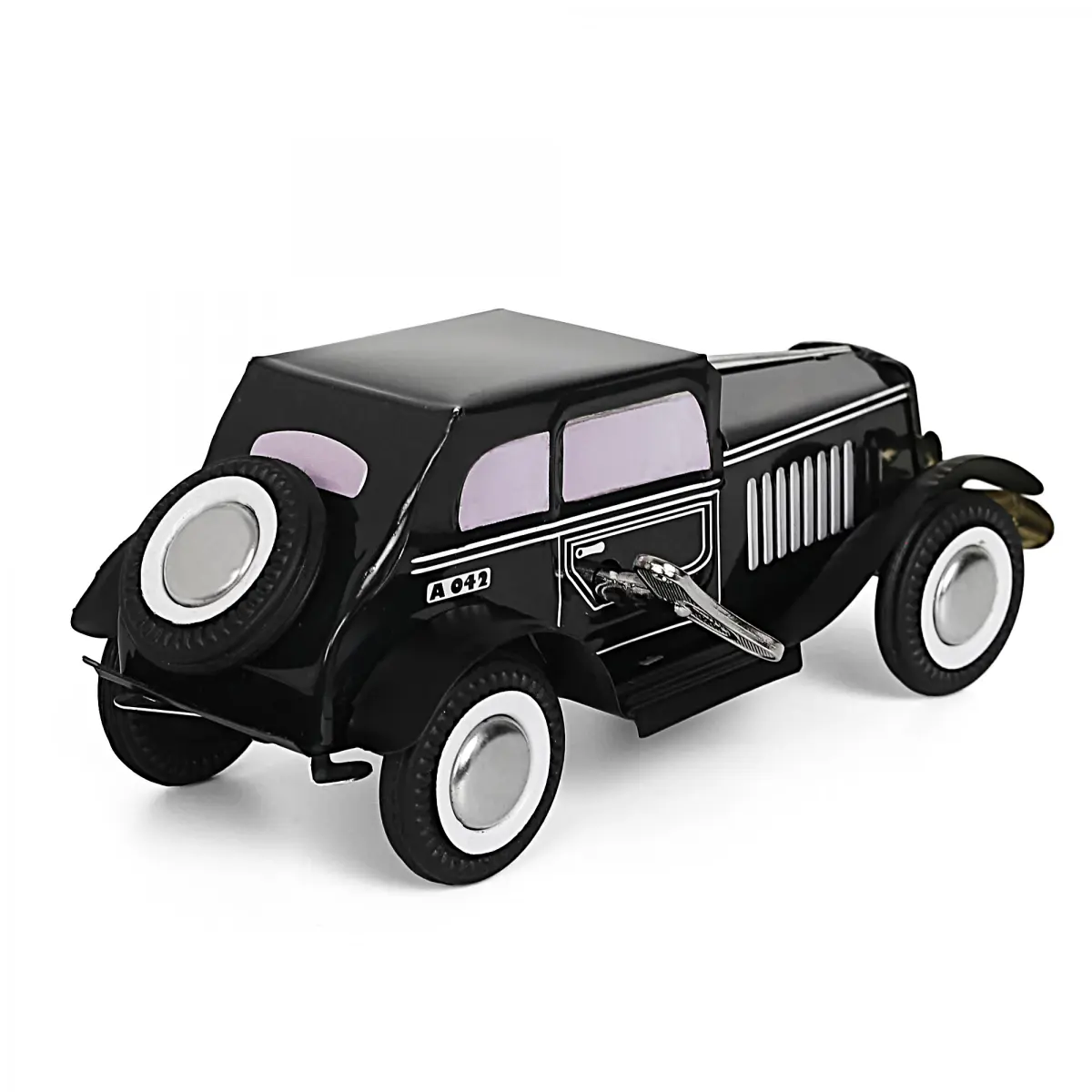 Hamley Classic Wind Up Retro Car, Tin Toy Racing Race Car, Collectible Clockwork Kids Wind Up Toys, Kids For 14Y+, Black