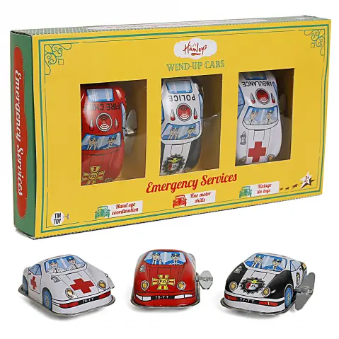 Hamleys Wind Up Emergency Services Car, Tin Toys Car Model with Wind Up Key Collectible Toys Gifts, Toys & Hobbies, Kids for 3Y+, Multicolour