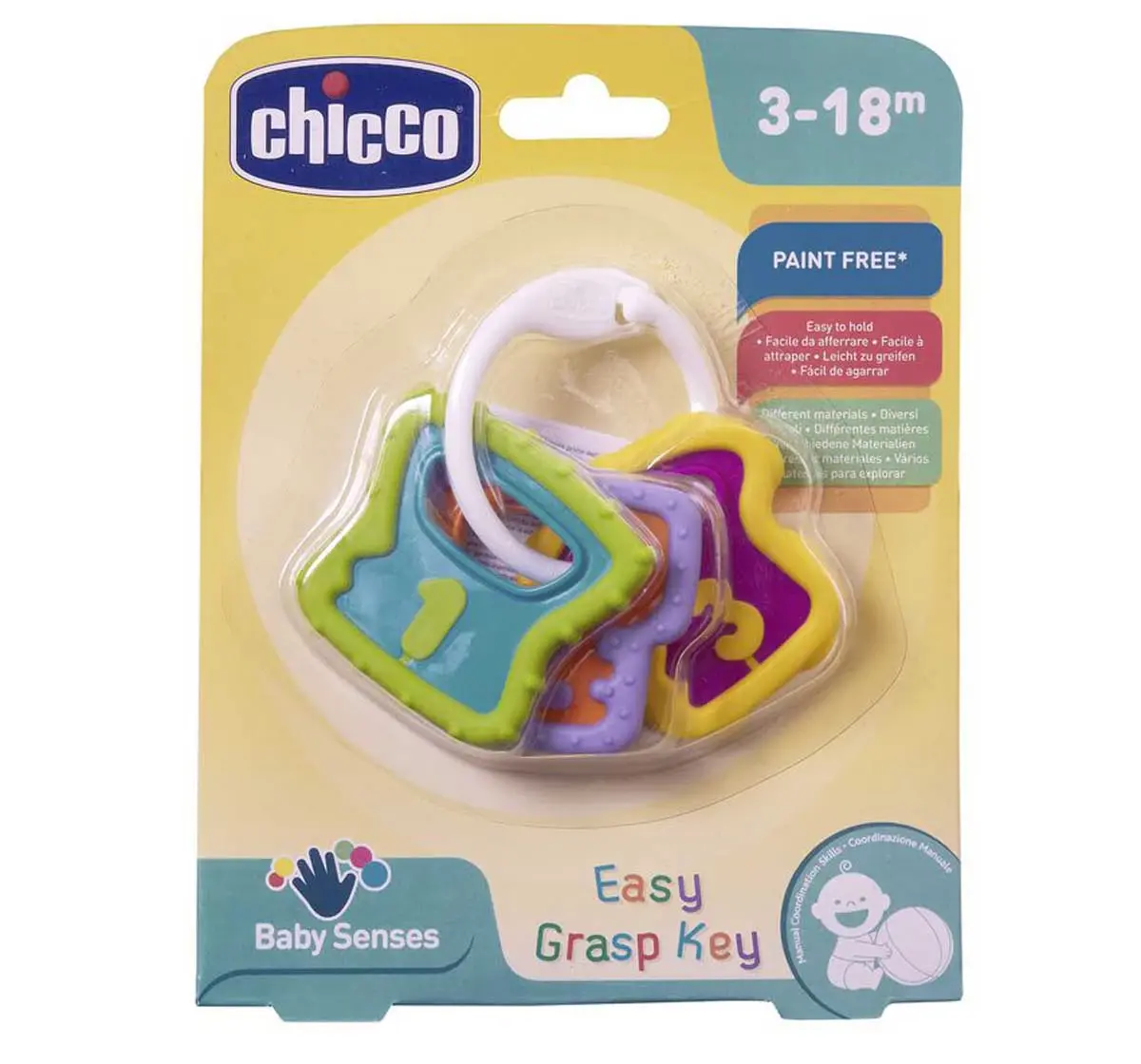 Chicco Easy Grasp Keys Rattle for Kids 3M+, Multicolour