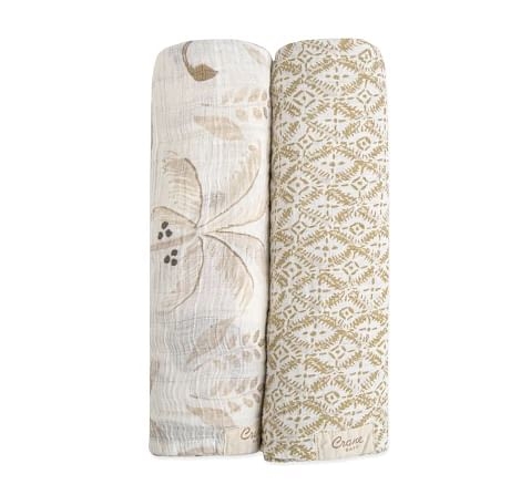 Crane Baby Kendi Collection Muslin Swaddle Set of 2, 0Y+ Beige
