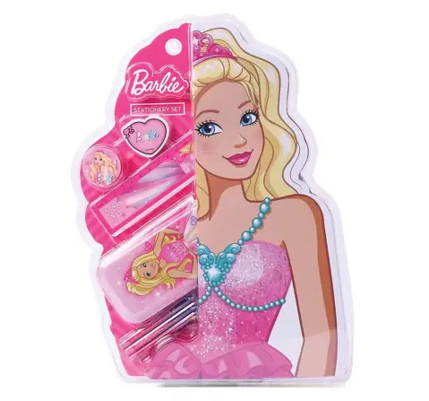 Striders Exclusive Barbie 7pcs Stationery Set Ultimate School & Office Supplies Kit for Kids, 4Y+