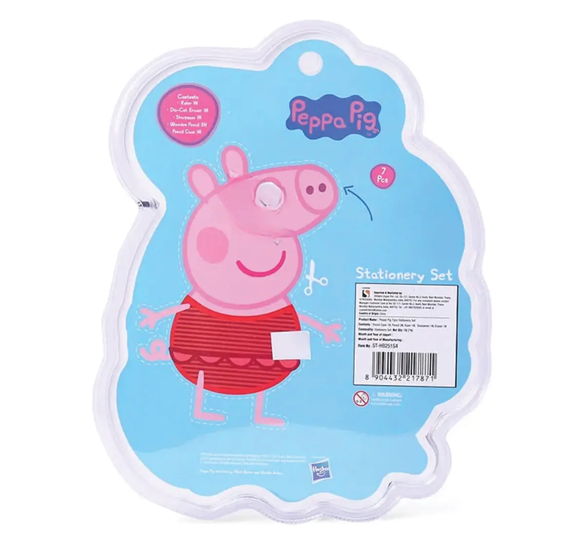 Striders Peppa Pig 7pcs Stationery Set Fun, Colorful & Creative Supplies for Kids Perfect Gift for School, 4Y+