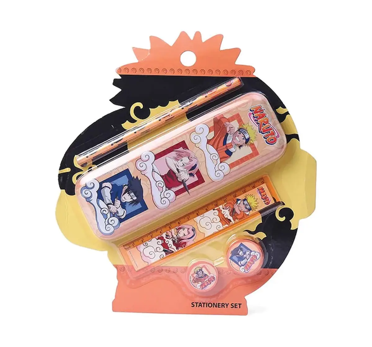 Striders Naruto 5-Piece Stationery Set Complete Set for School & Office Includes Pencil, Pen, Ruler, Eraser, and Sharpener, 4Y+