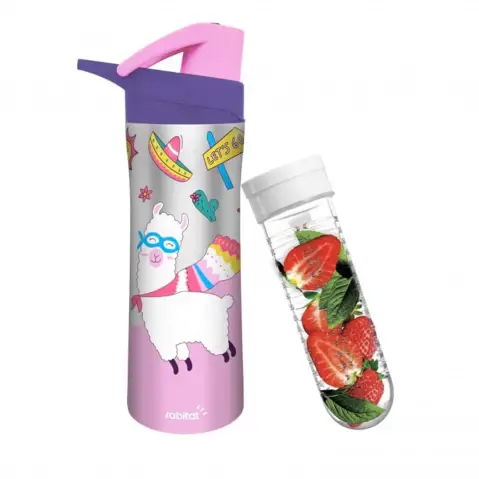 Rabitat Nutrilock Insulated Stainless Steel Bottle with Infuser Chatter Box 550 ml For Kids of Age 5Y+, Multicolour
