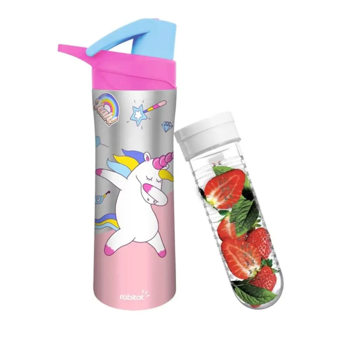 Rabitat Nutrilock Insulated Stainless Steel Bottle with Infuser Sizzle 550 ml For Kids of Age 5Y+, Multicolour