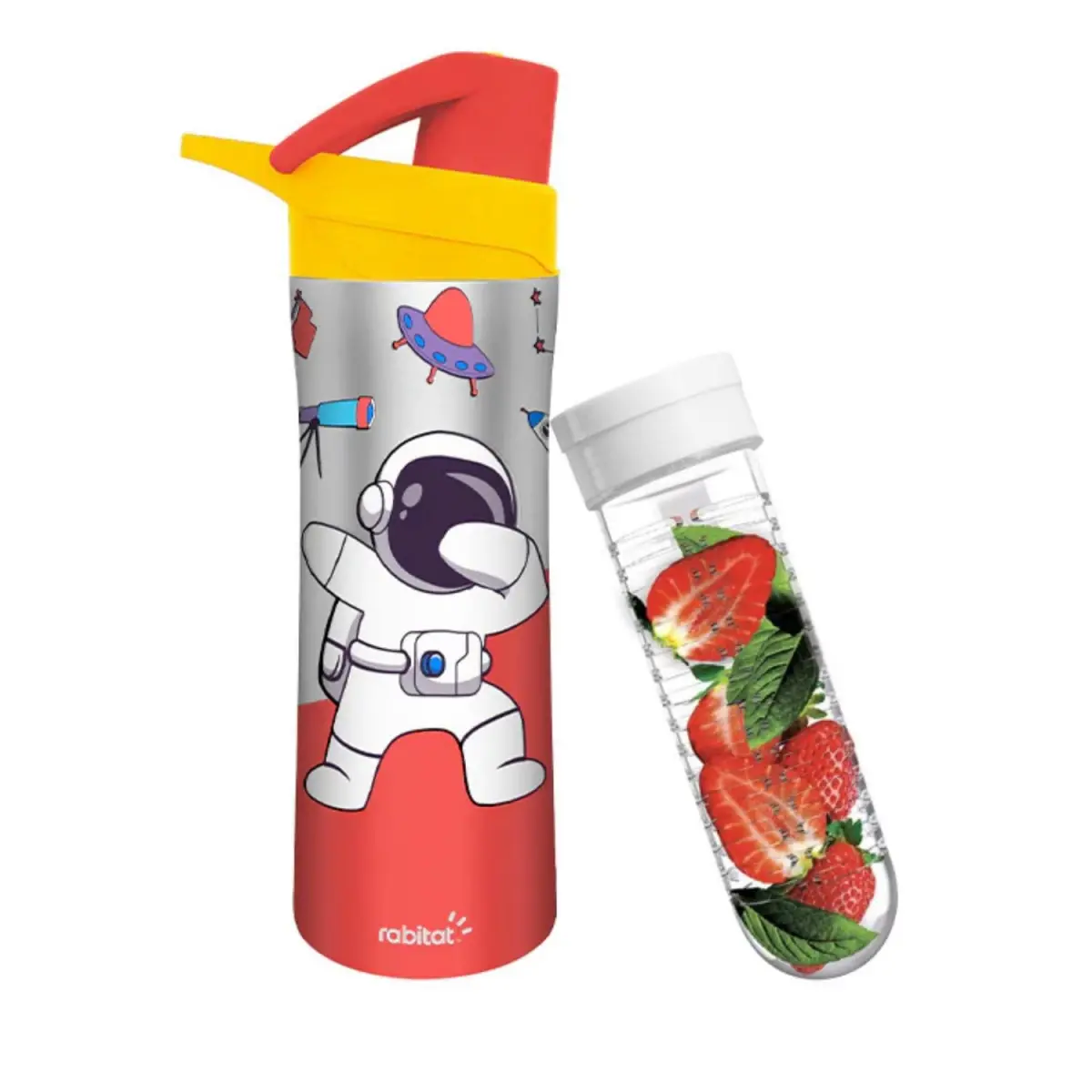 Rabitat Nutrilock Insulated Stainless Steel Bottle with Infuser Shyguy 550 ml For Kids of Age 5Y+, Multicolour