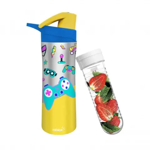 Rabitat Nutrilock Insulated Stainless Steel Bottle with Infuser Sparky 550 ml For Kids of Age 5Y+, Multicolour