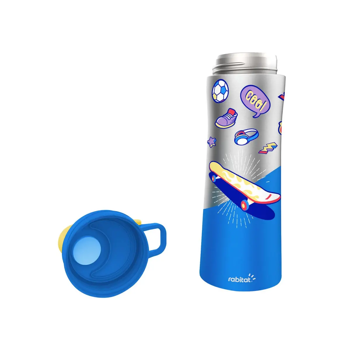 Rabitat Nutrilock Insulated Stainless Steel Bottle with Infuser Spunky 550 ml For Kids of Age 5Y+, Multicolour