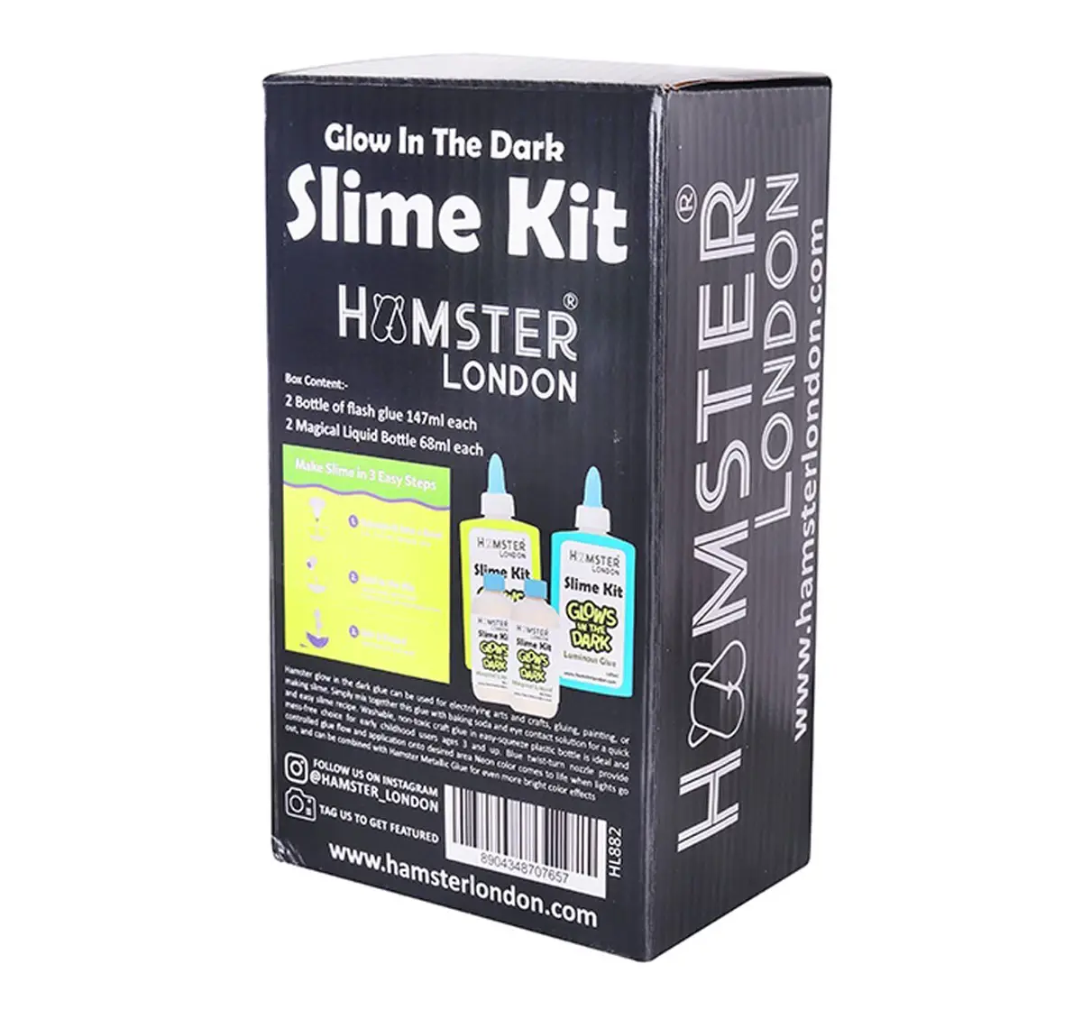 Glow In The Dark Slime Kit by Hamster London for Kids,Use for Electrifying Arts & Crafts, 3Y+