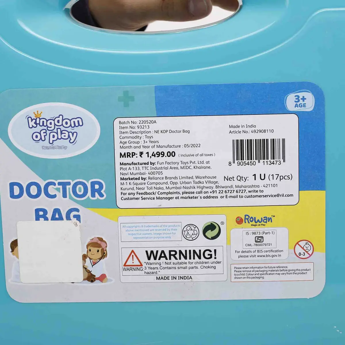 Kingdom of Play Doctor Bag, 17 Pieces, 3Y+