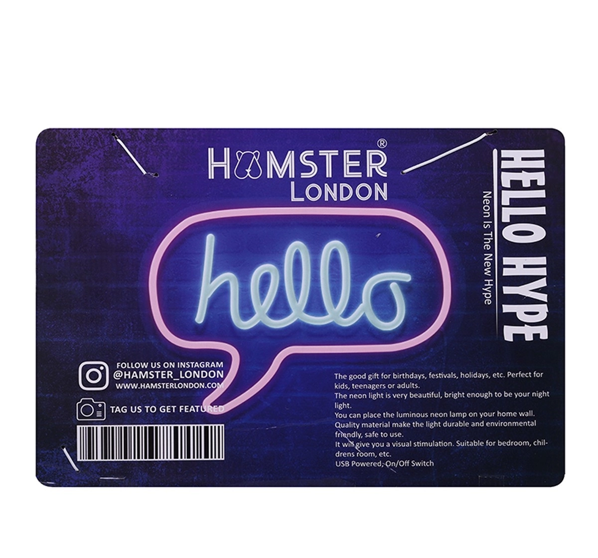 Hype Hello Neon Shaped LED Light by Hamster London, Pink, 10Y+