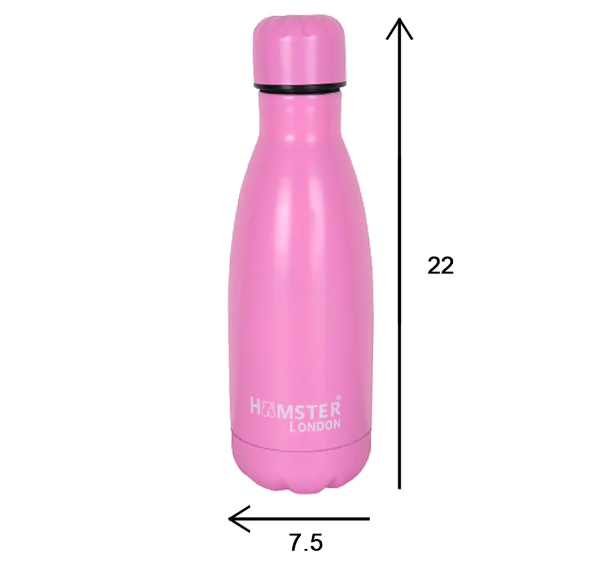 Stainless Steel Insulated Water Bottle by Hamster London for Kids, Pink, Non-Toxic, BPA Free, 350ml, 5Y+