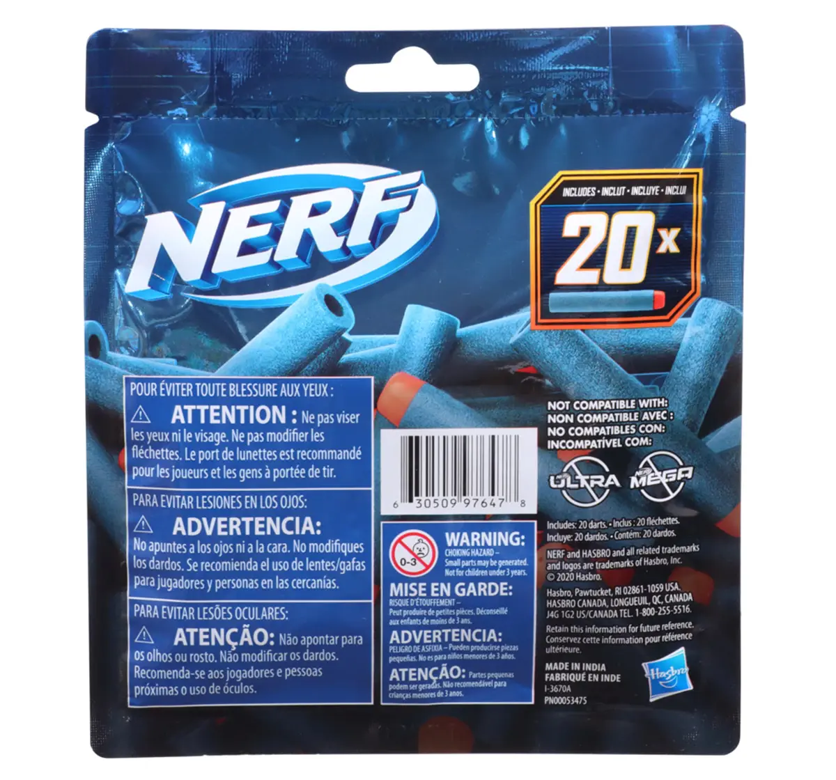 Nerf Elite 2.0 Dart Refill, 20 Nerf Elite Darts, Outdoor Games for Kids, Multicolor, 8Y+