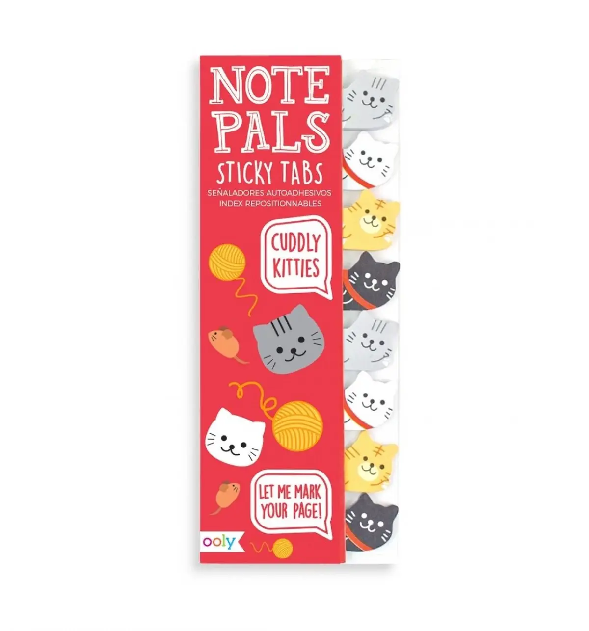 OOLY Note pals sticky tabs Cuddly Kitties Red 6Y+