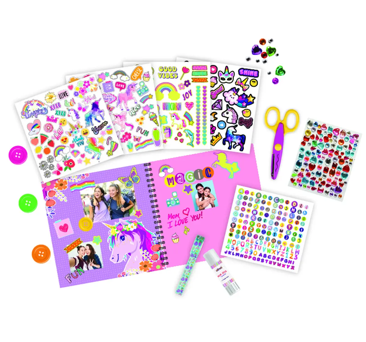 Create Your Own Unicorn Scrapbook by Mirada, Includes 430 Pcs & Glow In The Dark Stickers, Multicolour, 3 Years+