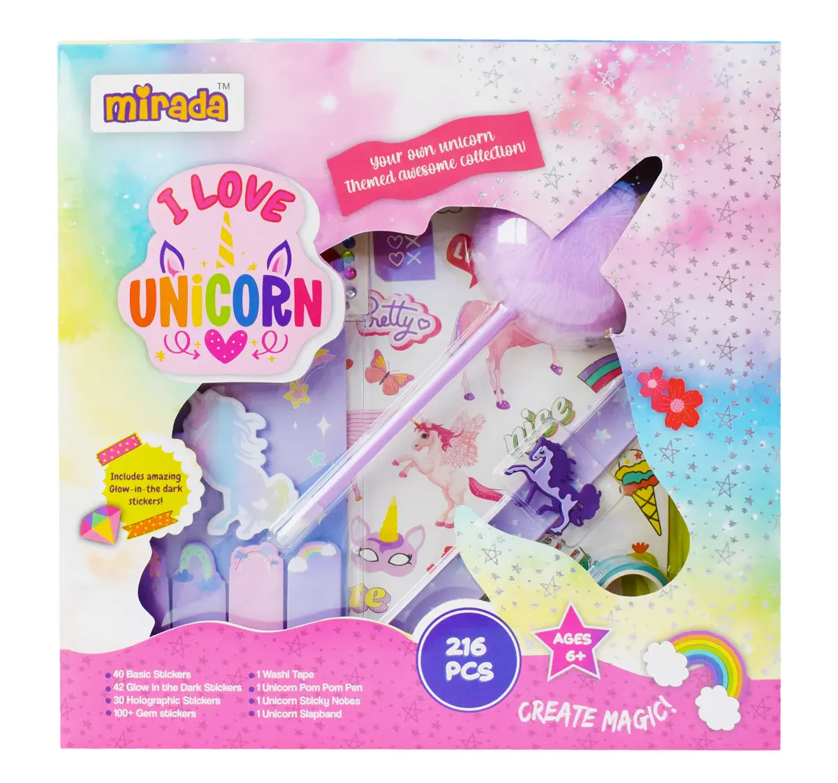 I Love Unicorn Goodie Bag, Arts and Crafts for Kids of Age 3 Years+, Creative Play for Kids, Multicolour
