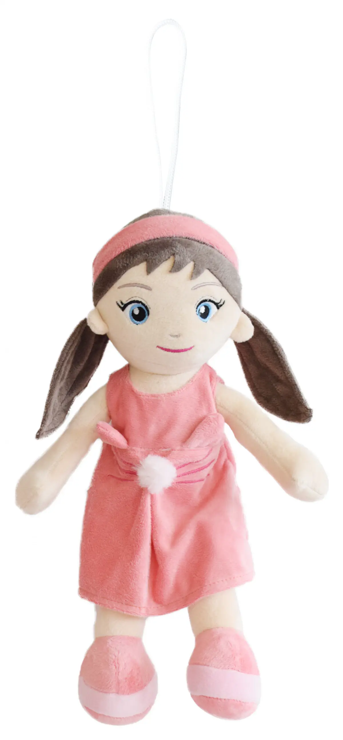 Plush Cute Super Soft Toy Huggable Doll With Pom Pom By Mirada, 38Cm, Coral