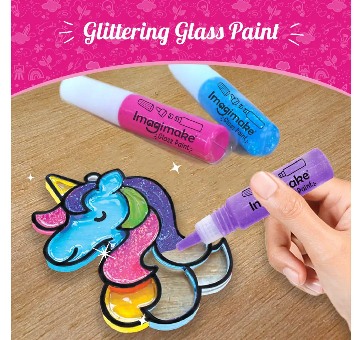 Imagimake Window Art Princess Glass Painting Craft Kit for kids 5Y+, Multicolour