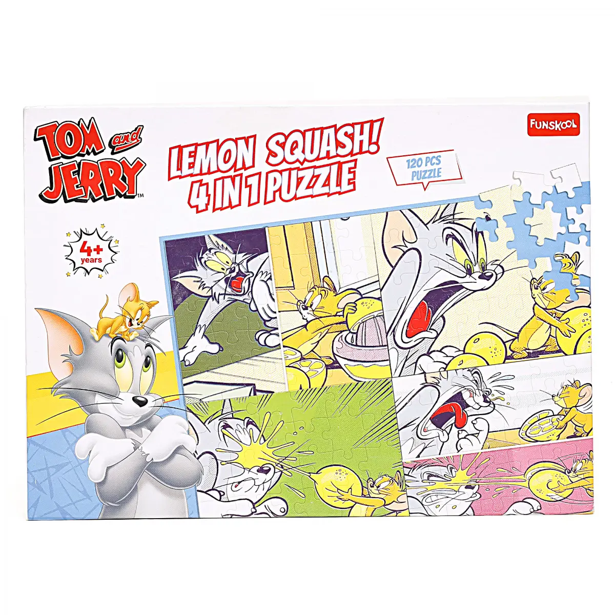 Funskool Tom and Jerry Lemon Squash 4 In 1 Puzzle, 120PCs, 4Yrs+, Multicolour