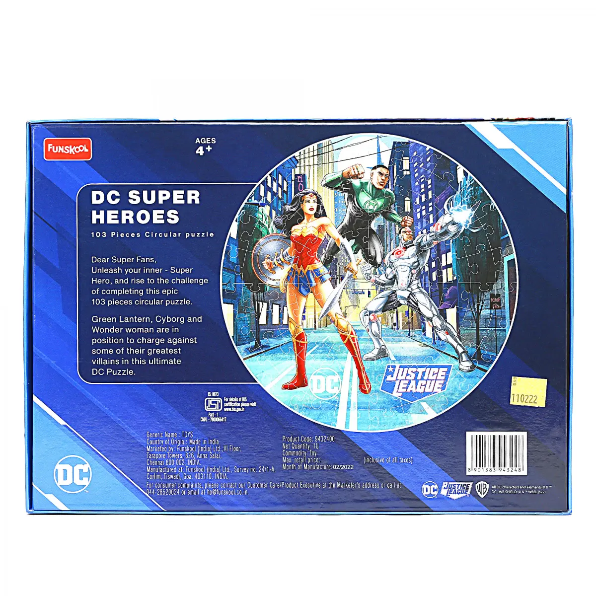 Funskool DC Superhero Circular Puzzle, 103PCs, 4Y+, Multicolour