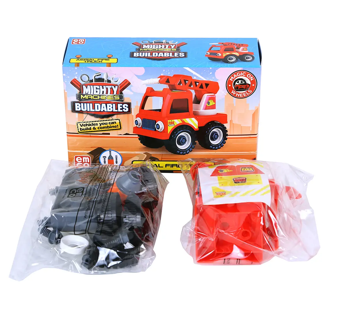 Mighty Machines Aerial Fire Truck Construction Vechile for kids 3Y+, Multicolour